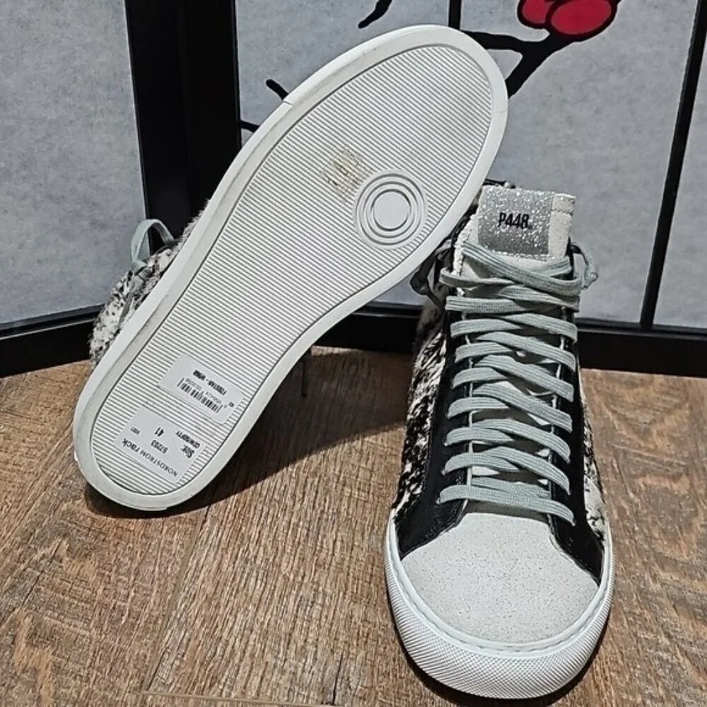 P448 Zippered Hi Top Sneakers Shoes‎ Size 10.5-11 US New